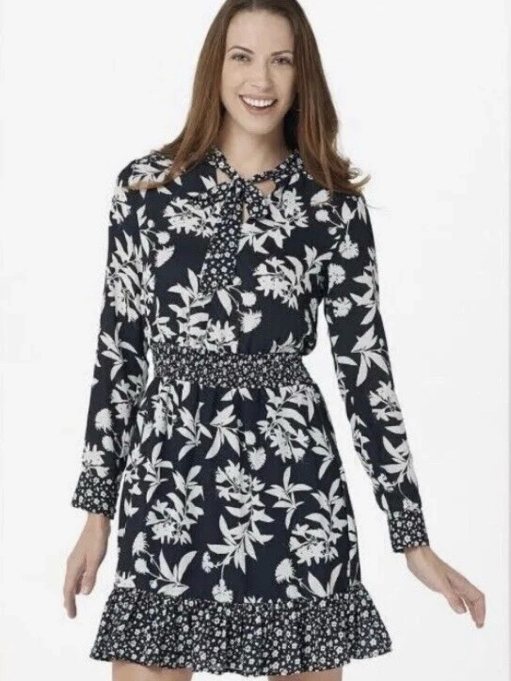 NWT Sam Edelman Black & White Long Sleeve Dress